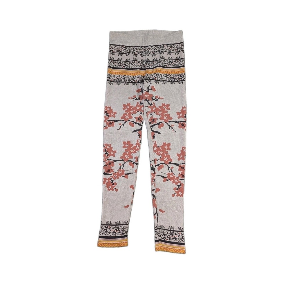 Free People Cherry Blossom Sweater Knit Leggings Womens M Gray Boho Festival